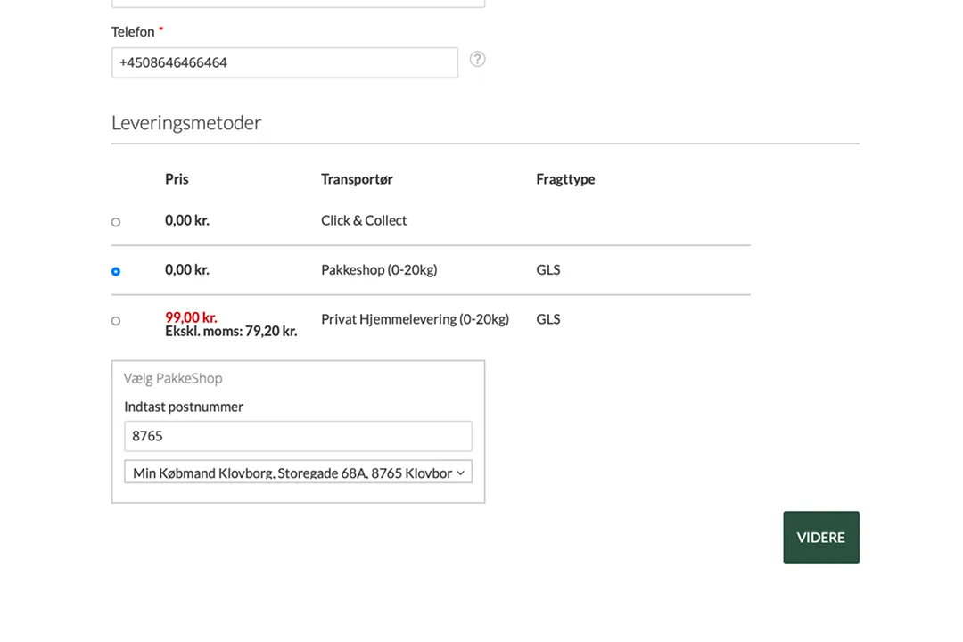 Delivery options computed from product type, weight, pallet and dangerous-goods rules