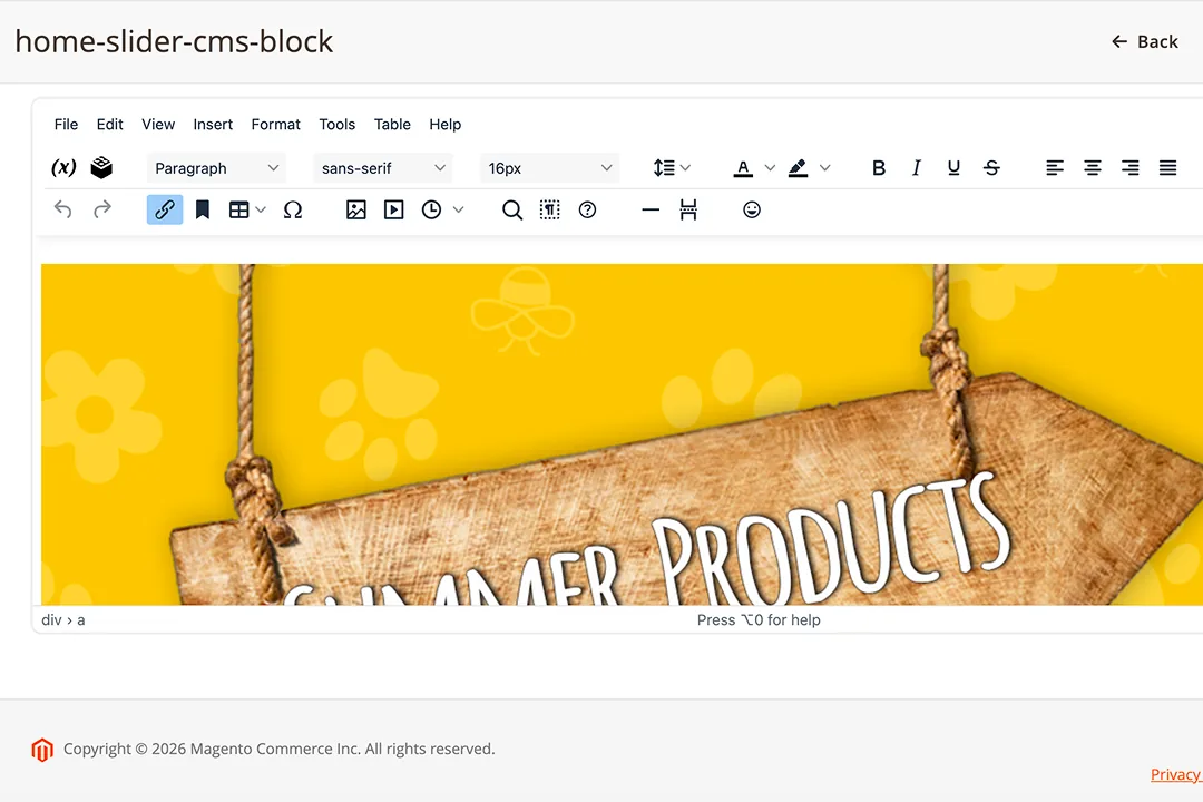 CMS-driven admin for managing banners, layouts and content